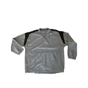 Nike Baseball Cage Jacket Pullover XXL Gray Black Convertible Sleeve Coaches